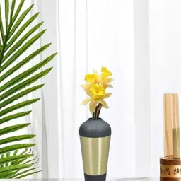 Gold Metal Two-Tone Flower Vases Set of 1-image-3