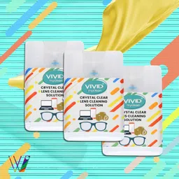 VIVID VividVisionInt® Lens Cleaning 20 ML Pack Of 3 Solution Pocket Spray contain NO Detergent NO foam For Spectacles Sunglasses Eyeglasses Mobile PC Laptop TV Nd CameraLens Cleaner image 3