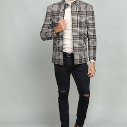 chkokko Tweed Checkered Coat For Men-picture-0