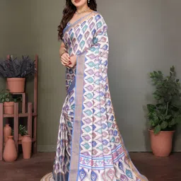 soor panchi Self Design Handloom Cotton Linen Saree image 4