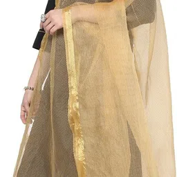 dupatta bazaar Art Silk Self Design Gold Women Dupatta-picture-11