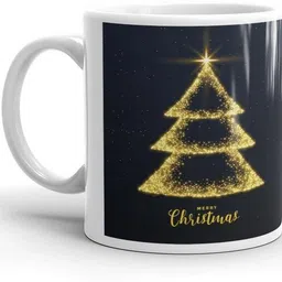 festivecraft Golden Christmas Tree Sparkle Coffee - Festive Holiday Gift for Loved Ones Ceramic Coffee Mug image 3