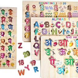 hivex publication Wooden Puzzle for kids | Set of 4 | Abc, 123, varnmala, swar, vyajan-picture-12