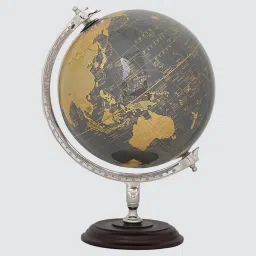 royaloak Decorative World Globe Aluminum Frame Wooden Base image 3