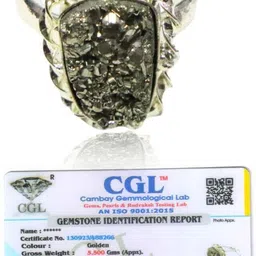 vibesle Certified Raw Pyrite Adjustable Rings for Abundance Pyrite Stone Stone Crystal Ring image 1