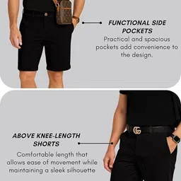 leriya fashion Solid Men Black Denim Shorts image 4