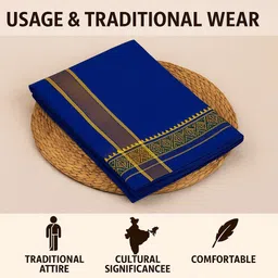 arsa lifestyle Panchakacham Dhoti Set-blue Woven Men Dhoti image 4