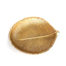 behoma Leaf Shape (Small) Gold Aluminium Pooja Thali image 2