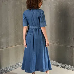 sassafras Women A-line Blue Maxi/Full Length Dress image 5