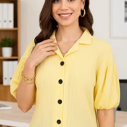 vairagee Women Boxy Fit Solid Lapel Collar Casual Shirt-picture-20