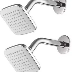 bathonix 4x4" Galaxy White ABS Plastic Shower with 9"Inch SS Round Shower Arm (Set of 2) Fixed Mount-picture-33