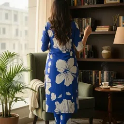 dhibha Women Pure Cotton Kurti Pant Set image 2