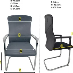 takhtaara Ergonomic Visitor Chair with Chrome Cantilever Base and Cushioned Seat Back Fabric, Mesh, Synthetic Fiber Office Visitor Chair image 3