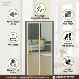 classic mosquito net Net For Door With Magnet Self-Closing with full frame self Adhesive Hook Polyester Washable Adults Mosquito Net image 4