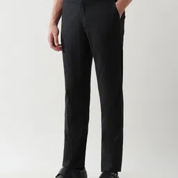 arrow Men Tapered Black Polyester Trousers image 4