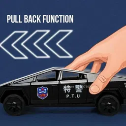 arniyavala 1:24 Die-Cast Tesla Cyber Police Truck Metal Pull Back Car Toy For Kids image 4