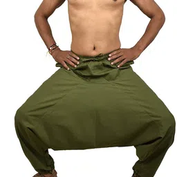 whitewhale Solid Cotton Men Harem Pants image 4