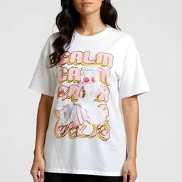 glitchez Women Graphic Print Round Neck Pure Cotton White T-Shirt-picture-11