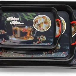 isazora Plastic Serving Tray (Set Of 3) Tray Serving Set Airfryer Tray image 1