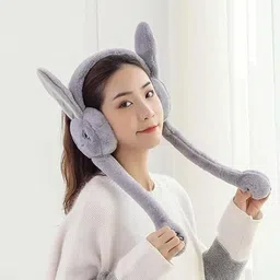 empoison Cute Rabbit Bunny Design Soft Foldable Ear Moving Earmuff for Girls & Kids Ear Muff-picture-16