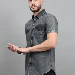 18plus Men Regular Fit Solid Cut Away Collar Casual Shirt image 3