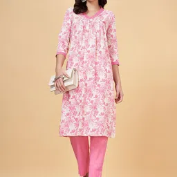 YU by Pantaloons Paisley Embroidered Flared Sleeves Mirror Work Kurta image 1