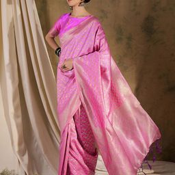 Sangria Ethnic Motif Zari Woven Tassel Detail Banarasi Saree-picture-22