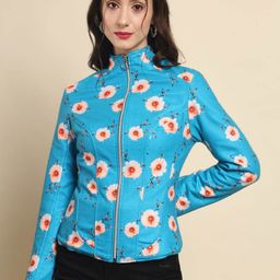 TANDUL Women Fleece Lightweight Tailored Jacket with Patchwork-picture-11