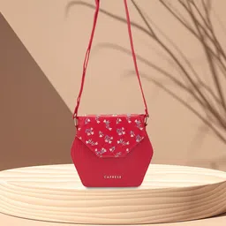 Caprese Textured PU Structured Sling Bag with Cut Work-picture-35