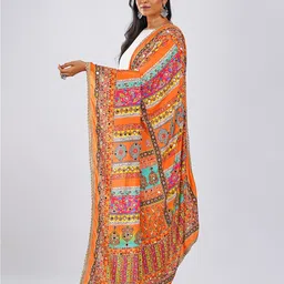 TEEJH Ethnic Motifs Printed Mirror Work Crepe Dupatta image 3