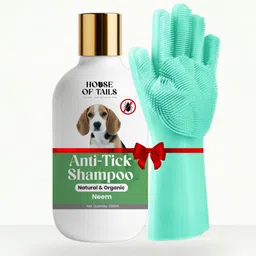 house of tails Anti-Tick Pet Shampoo with Bath Gloves Flea and Tick, Anti-itching Neem Dog, Cat Shampoo image 1