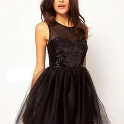 rebikatrendz Women Balloon/Bubble Black Above Knee/Mid Thigh Length Dress-picture-20