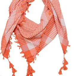 dulhan enterprises Checkered Cotton Blend Men Orange, White Scarf-picture-31