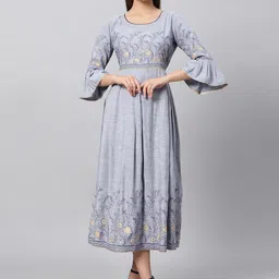 DUMMY SHAPE Ethnic Motifs Printed Bell Sleeves Fit & Flare Ethnic Dress-picture-20