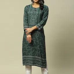 Rangriti Floral Printed Keyhole Neck Three-Quarter Sleeves  Kurta-picture-13
