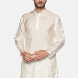 Sethukrishna Men Cream-Coloured Woven Design Kurta-picture-35