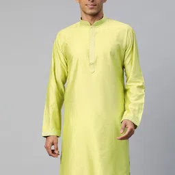 MANQ Woven Design Mandarin Collar Thread Work Straight Kurta-picture-44