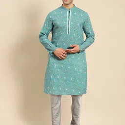 Amodh by Kisah Ethnic Motif Printed Mandarin Collar Straight Kurta-image-31