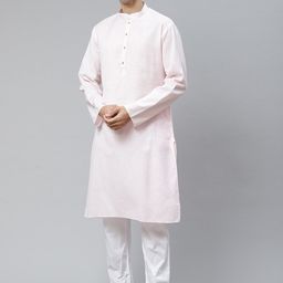 MANQ Men Pink Thread Work Kurta-picture-24