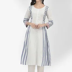 Span Women Striped Thread Work Kurta-image-8