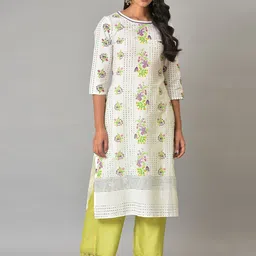 W Floral Printed Round Neck Straight Regular Kurta-picture-12