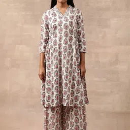 W The Folksong Collection Floral Printed Pure Cotton A-Line Kurta-image-39