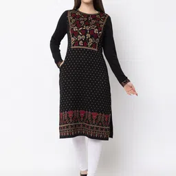 KEIKO Ethnic Motifs Woven Design Straight Kurta-image-14