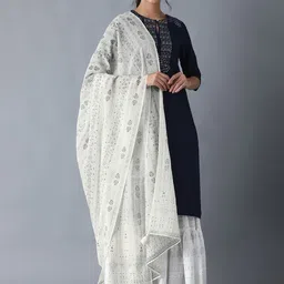 W Women Blue Yoke Design Thread Work Kurta-picture-30