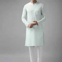 See Designs Men Green Yoke Design Thread Work Kurta-picture-36
