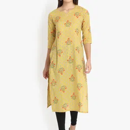 DIVINATION Floral Printed Thread Work Kurta image 1