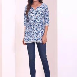 Smartyhub Abstract Printed Empire Notch Neck Anarkali Kurti-picture-23