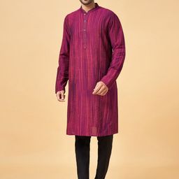 indus route by Pantaloons Dyed Mandarin Collar Regular Kurta-picture-46