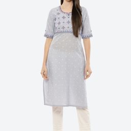Rangriti Women Blue Embroidered Thread Work Kurta-picture-21