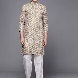 Indo Era Brown & Black Ethnic Motifs Printed Cotton Straight Kurtas-picture-12